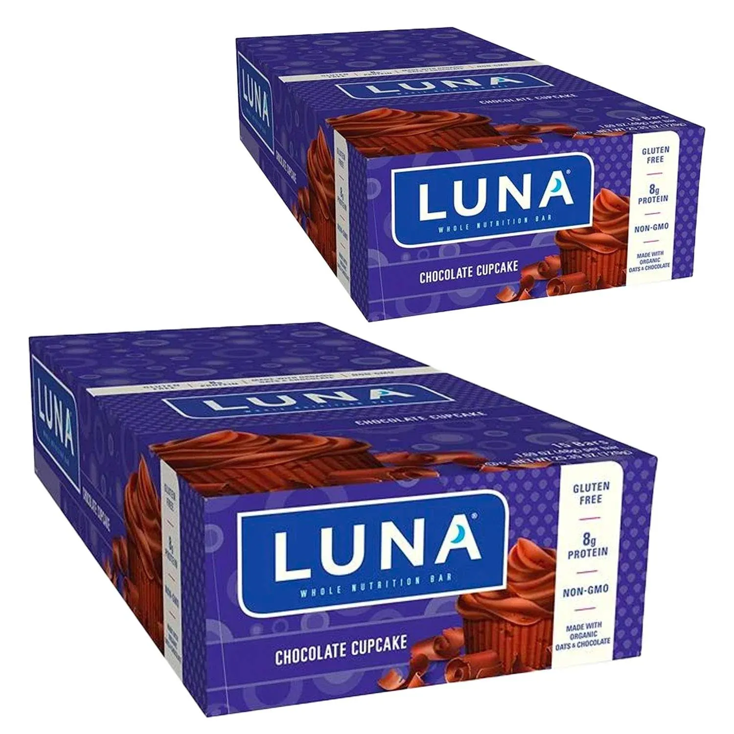 LUNA BAR - Gluten Free Snack Bars - Chocolate Cupcake -8g of protein - Non-GMO - Plant-Based Wholesome Snacking - On the Go Snacks (1.69 Ounce Snack Bars, 30 Count)