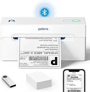 POLONO Bluetooth Thermal Shipping Label Printer, Wireless 4x6 Shipping Label Printer for Small Business, Support Android, iPhone, Windows, and Mac, Widely Used for Ebay, Amazon, Shopify, Etsy, USPS