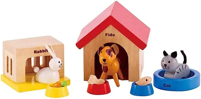 Hape Family Pets Wooden Dollhouse Animal Set