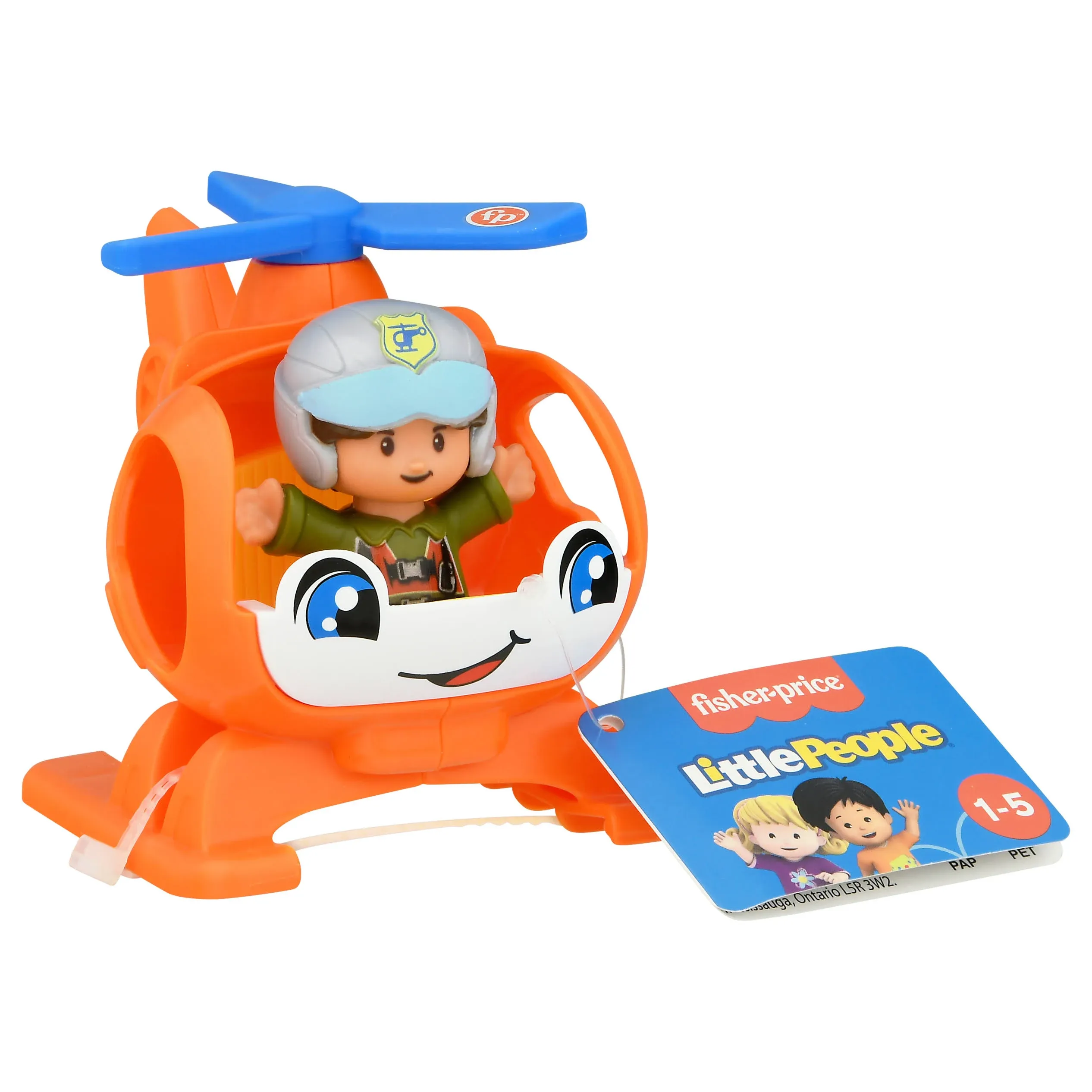 New Fisher Price Little People Orange Helicopter With Figure Set Brown Skin