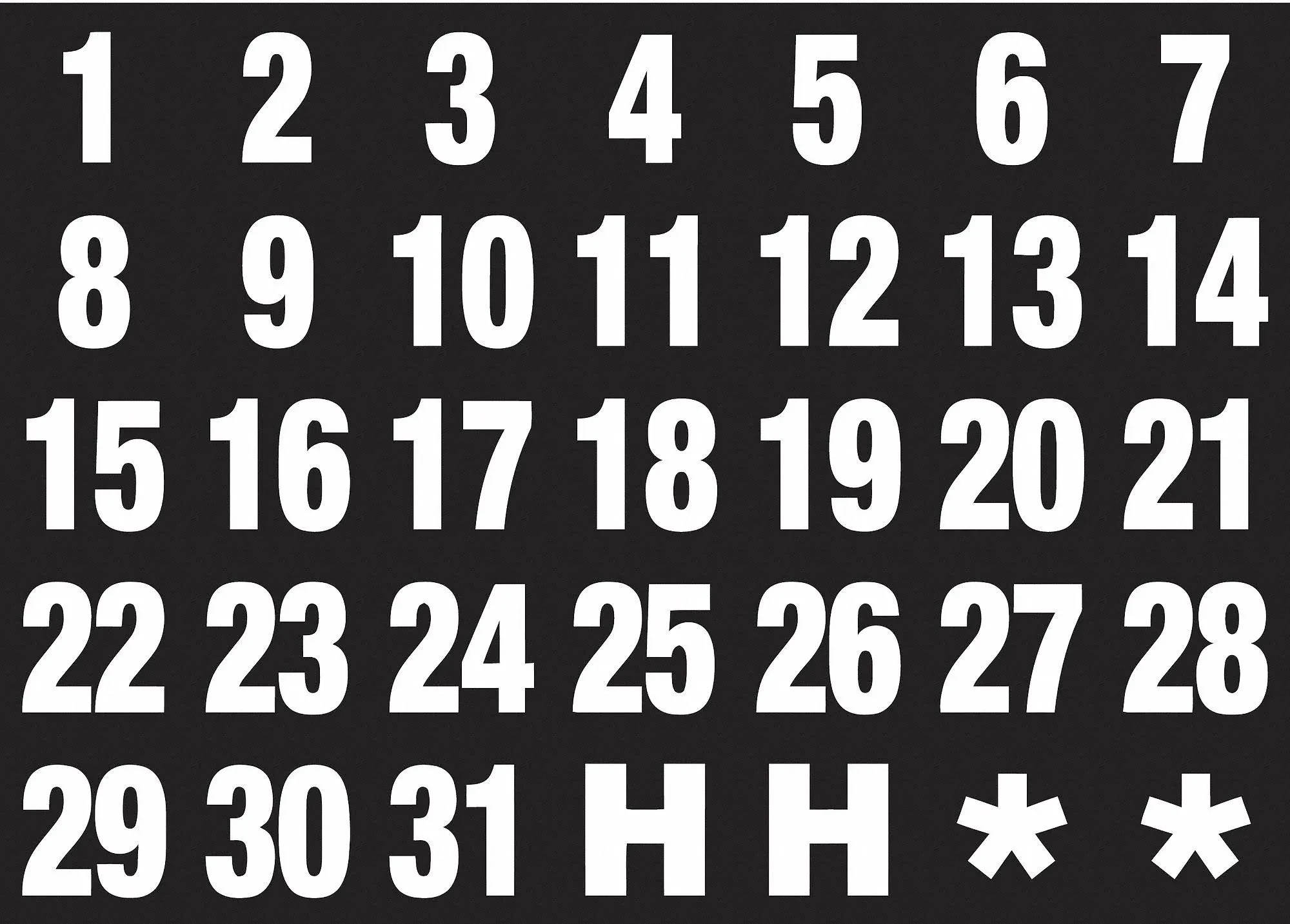 Magnetic Heading Numbers, 1 in.W x 1 in.H