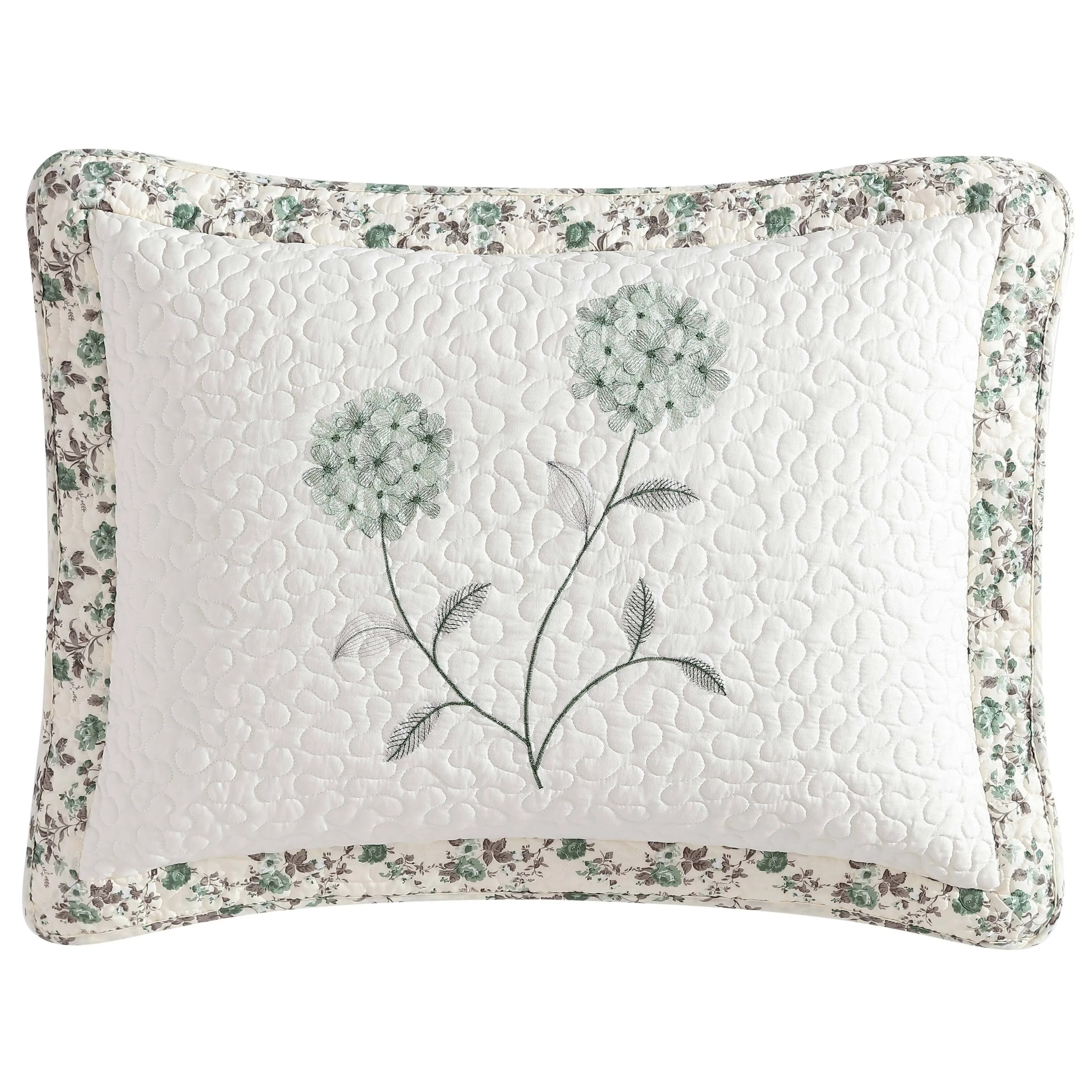 Carnation Embroidered Sham - Sage - Standard