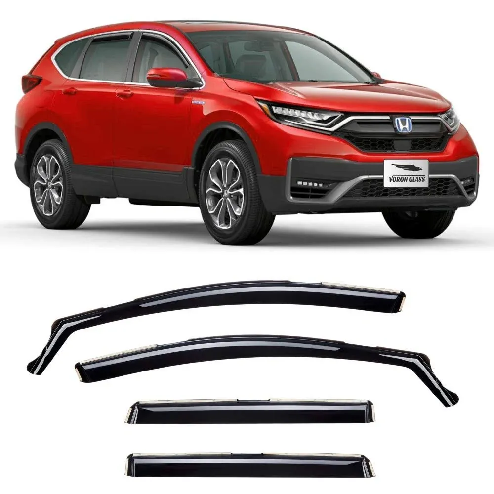 Voron Glass In-Channel Extra Durable Rain Guards for Honda CR-V (CRV) 2017-2022, Window Deflectors, Vent Window VISORS, 4 Pieces - 220113, Black