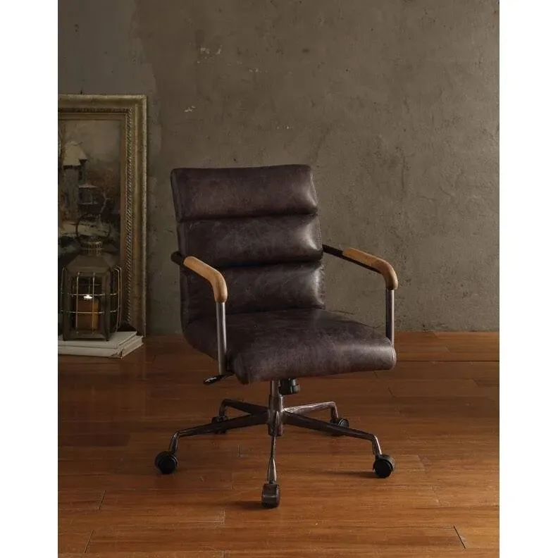 Benzara BM163561 Metal and Leather Executive Office Chair, Antique Brown - Industrial - Office Chairs - by VirVentures | Houzz