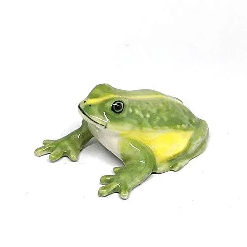 ZOOCRAFT Ceramic Green Frog Figurine Miniatures Craft Collectible Garden Decoration Prop