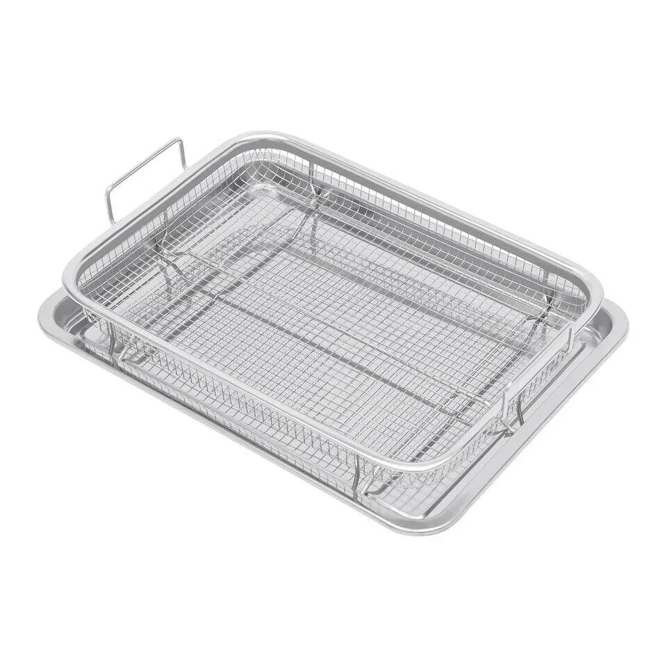 Air Fryer Basket and Tray 2 Piece for Oven, Crisper Tray Wire Rack &amp; Mesh Basket