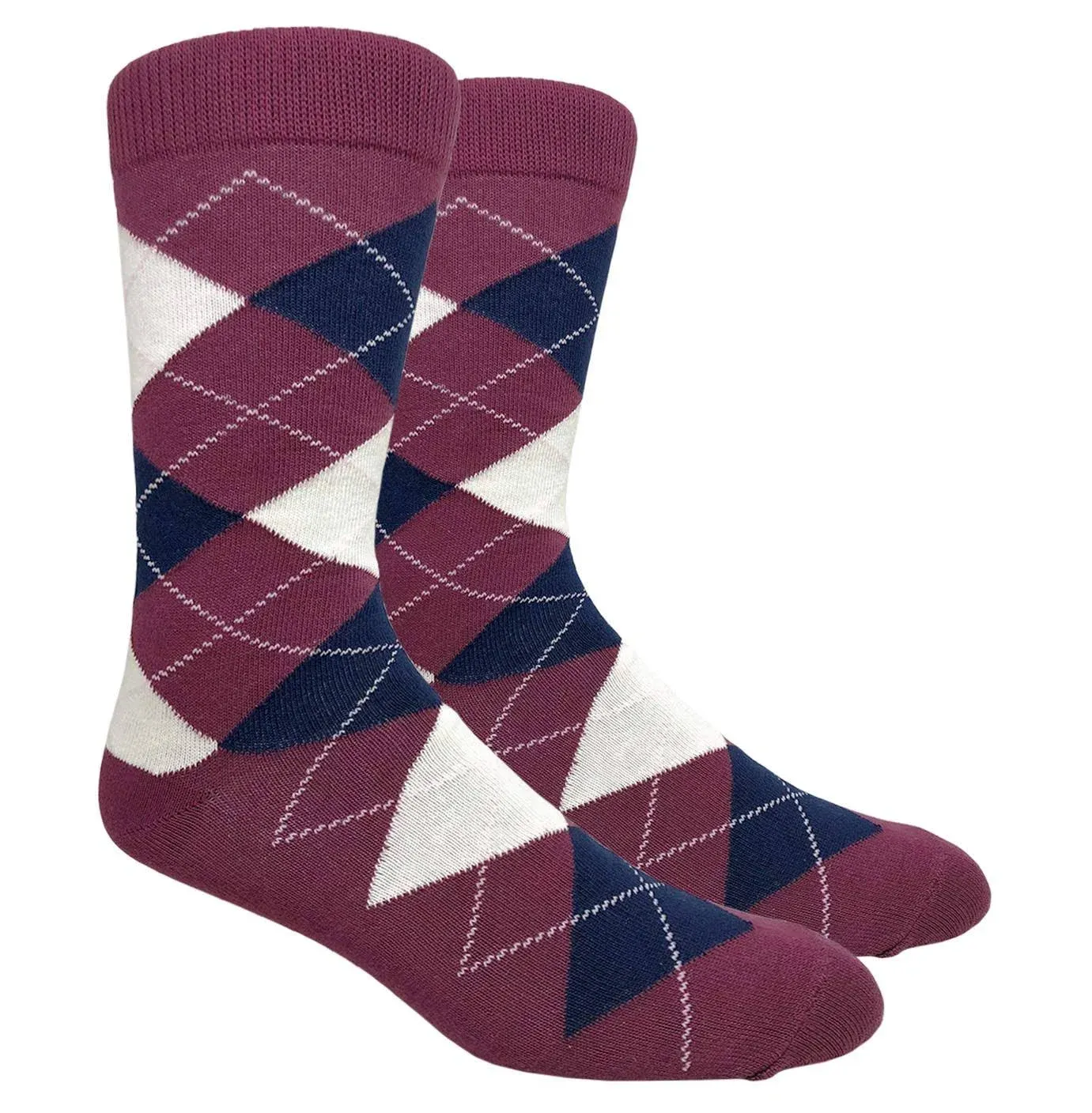 FineFit Argyle Crew Trendy Colorful Dress Casual Cave Trouser Socks Burgundy ...