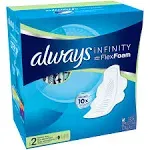 Always Infinity Feminine Pads, Size 1 Regular, with Wings, Unscented, 50 ct