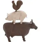 Deco 79 Polystone Farm Animals Decorative Sculpture Stacked Home Decor Statue, Accent Figurine 10" x 3" x 14", Brown