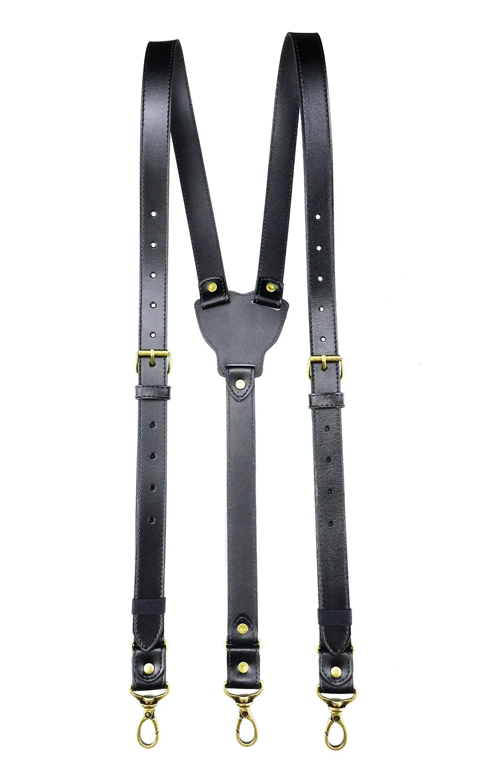 Rowmanlin Mens Suspenders with Snap Hooks on Belt Loops Genuine Large, Black 