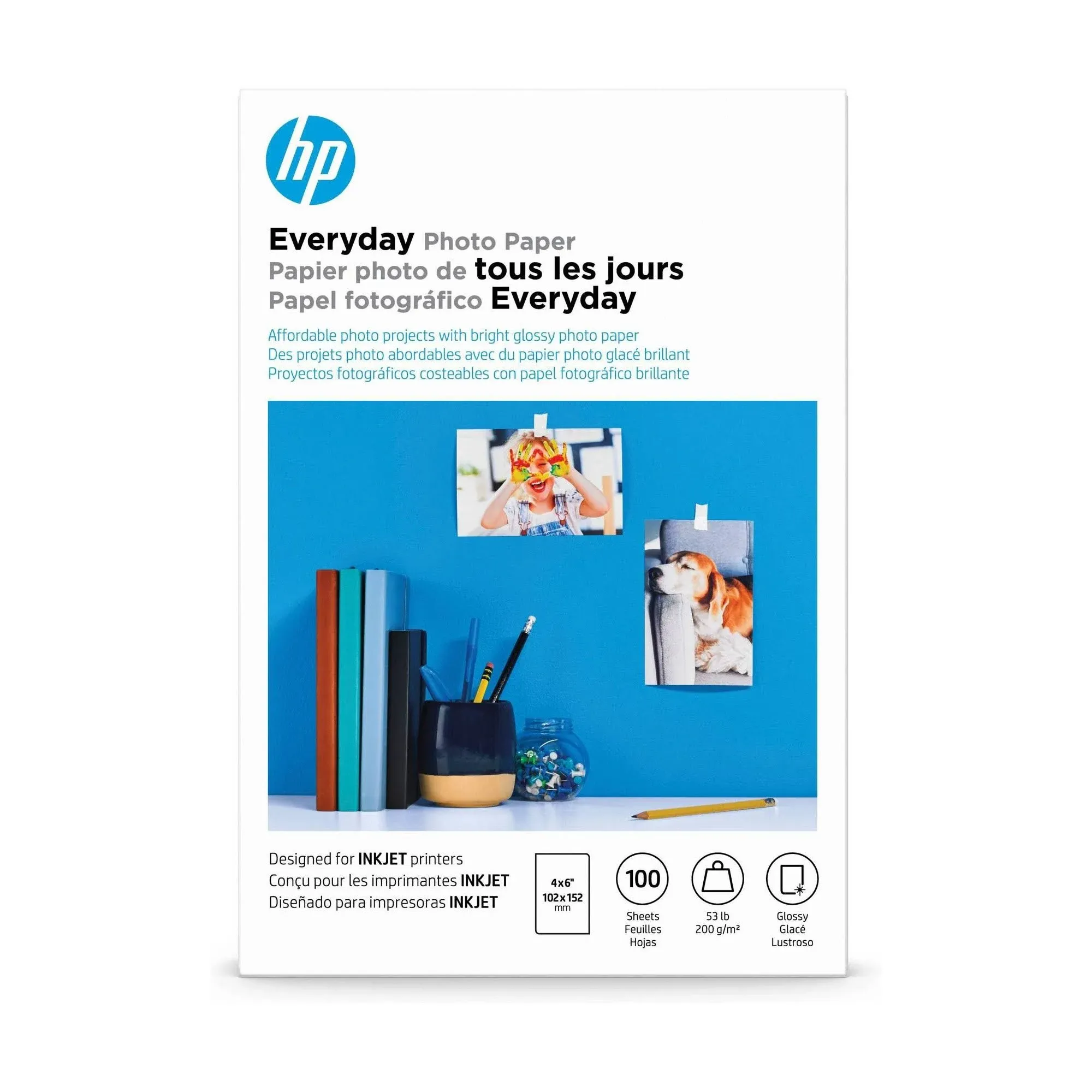 HP Everyday Photo Paper, Glossy, 4x6 in, 100 sheets (CR759A), Pack of 1