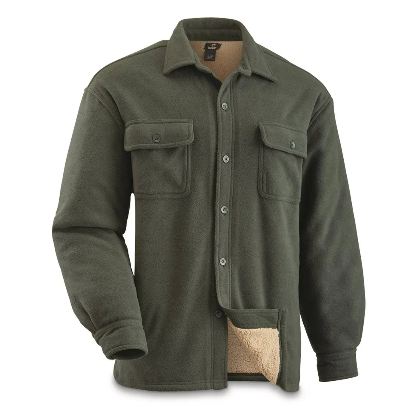 Guide Gear Mens Sherpa-Lined CPO Shirt Jacket Fleece Long Sleeve Hunting Shirts ...