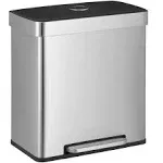 SONGMICS Kitchen Trash Can, 16 Gallon (2 x 8 Gallon) Dual Compartment Garbage Can ...