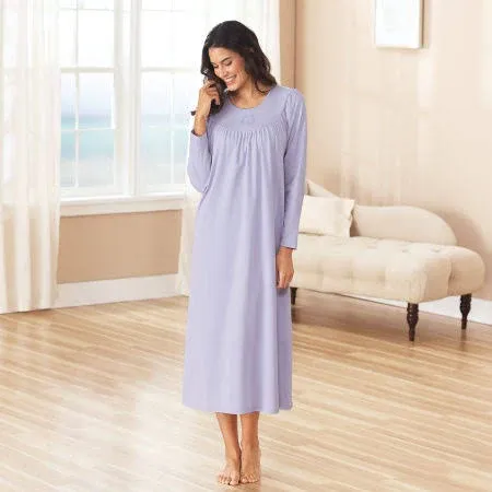 Calida Women's Soft Cotton Long Sleeve Nightgown, 33300, Bonbon, S