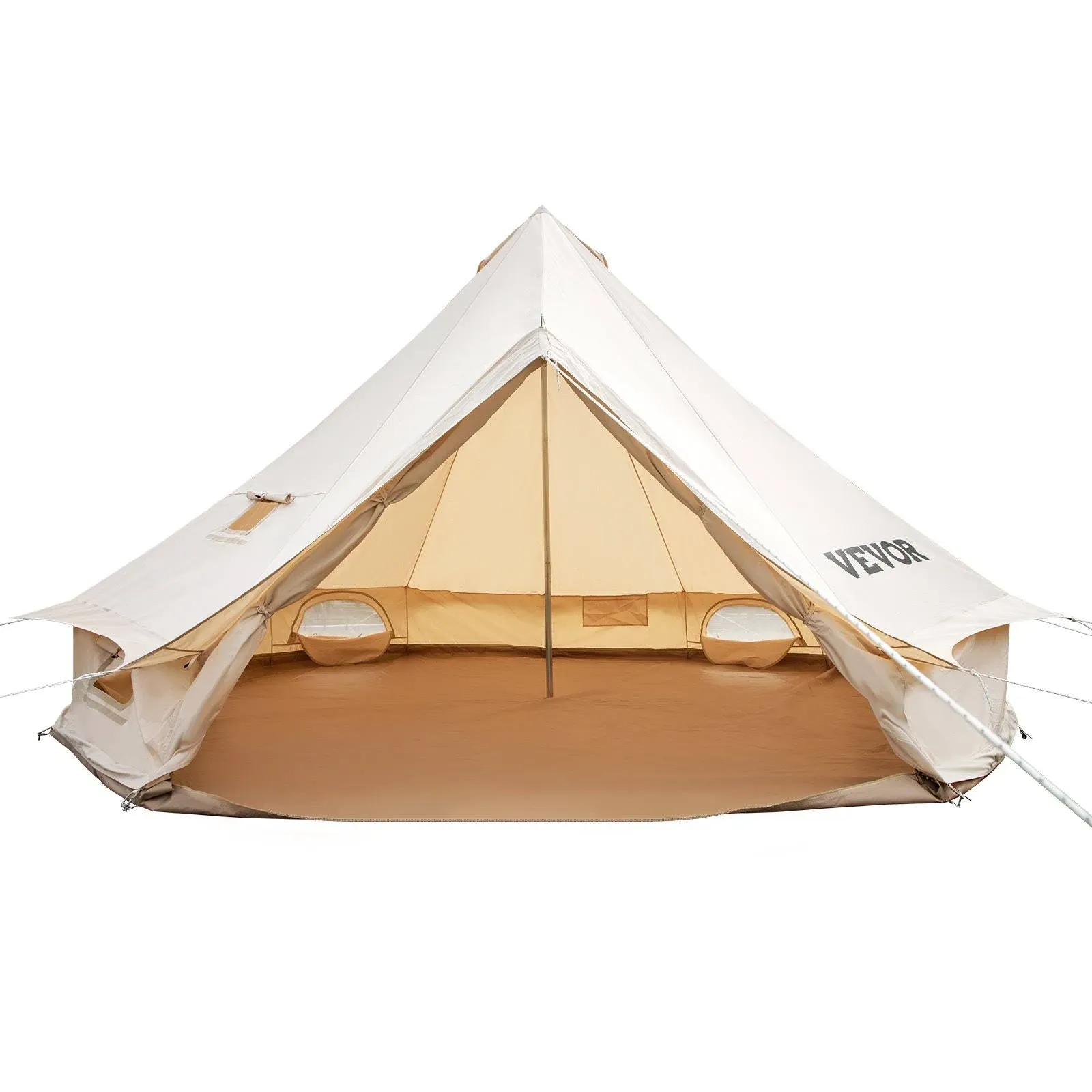 VEVOR Canvas Bell Tent 4 Seasons 6 m/19.68 ft Yurt Tent Canvas Tent for Camping with Stove Jack Breathable Tent Holds up to 10 People Family Camping