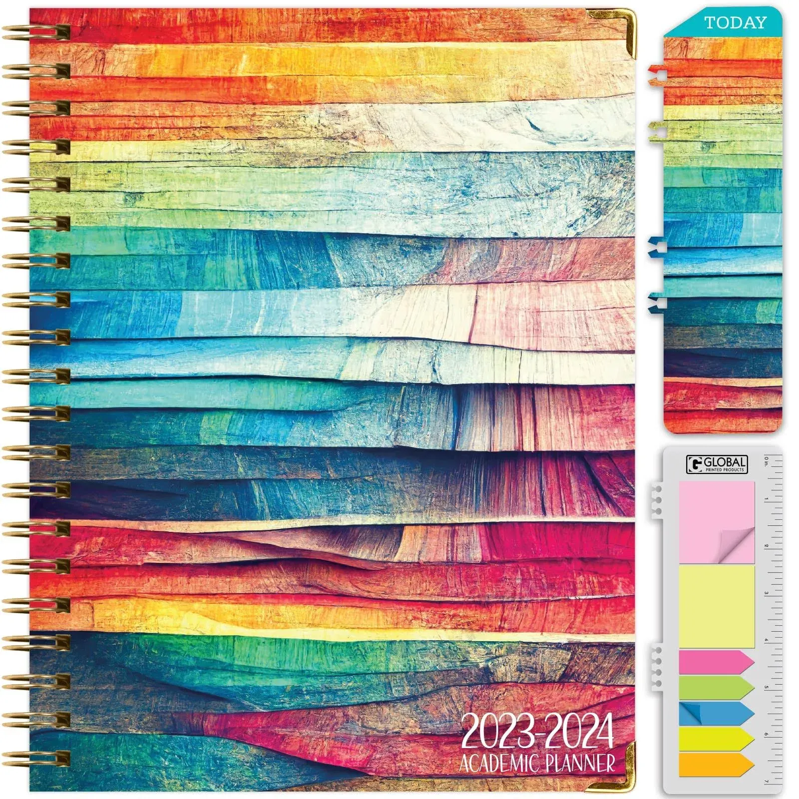 HARDCOVER 2024 Planner: (November 2023 Through LARGE: 8.5&#034; x 11&#034;, Rainbow Oak 