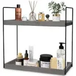 Hidden Haven - 2 Tier Bathroom Countertop Organizer Lightly Lacquered to Resist Water and Stains - Easy to Assemble-Tray Standing Decore Bathroom Organizer and Kitchen Spice Rack (Smoked Ash)