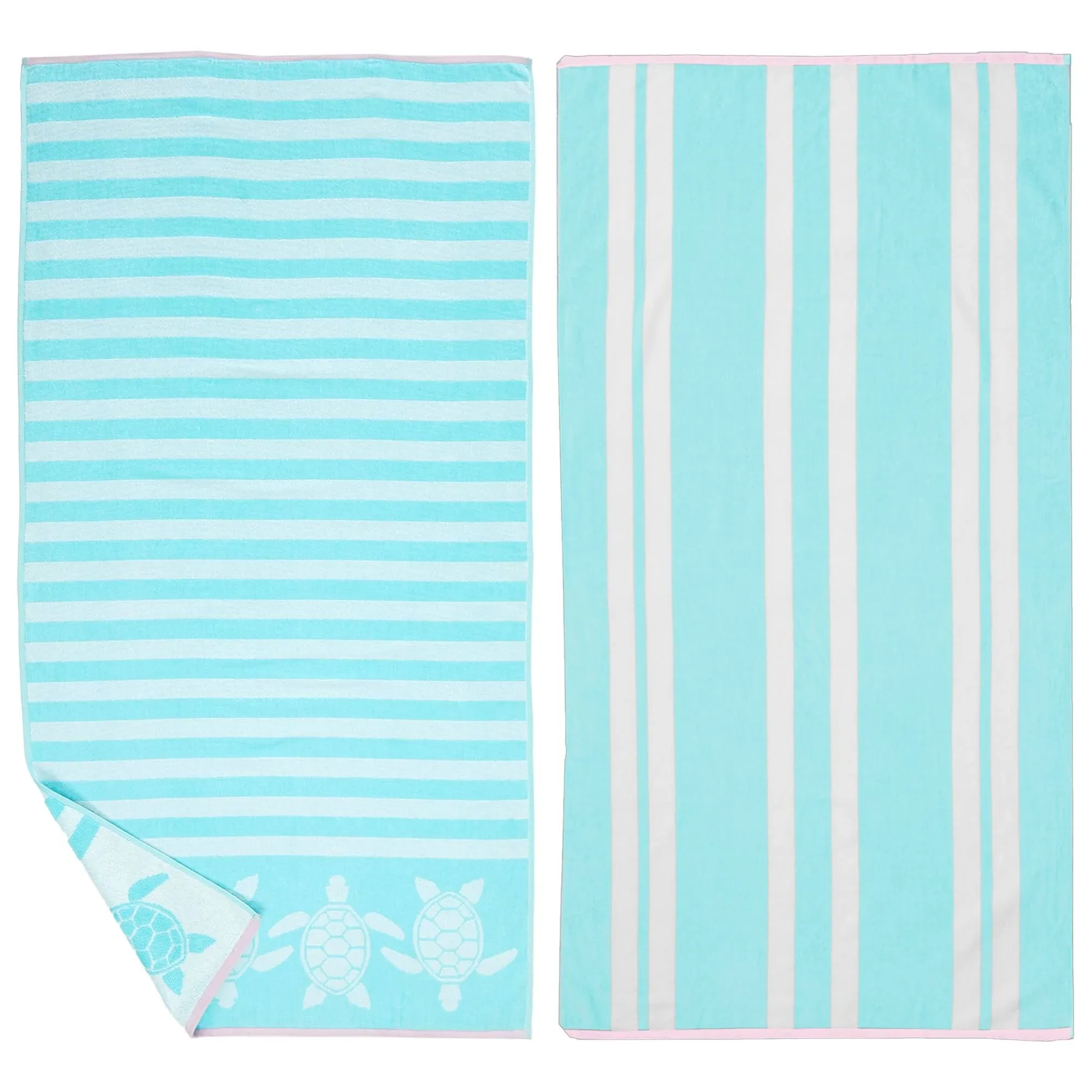 Cotton Jacquard Theme Printed Beach Towel 2 Pack - Great Bay Home (Seafoam Turtle ...