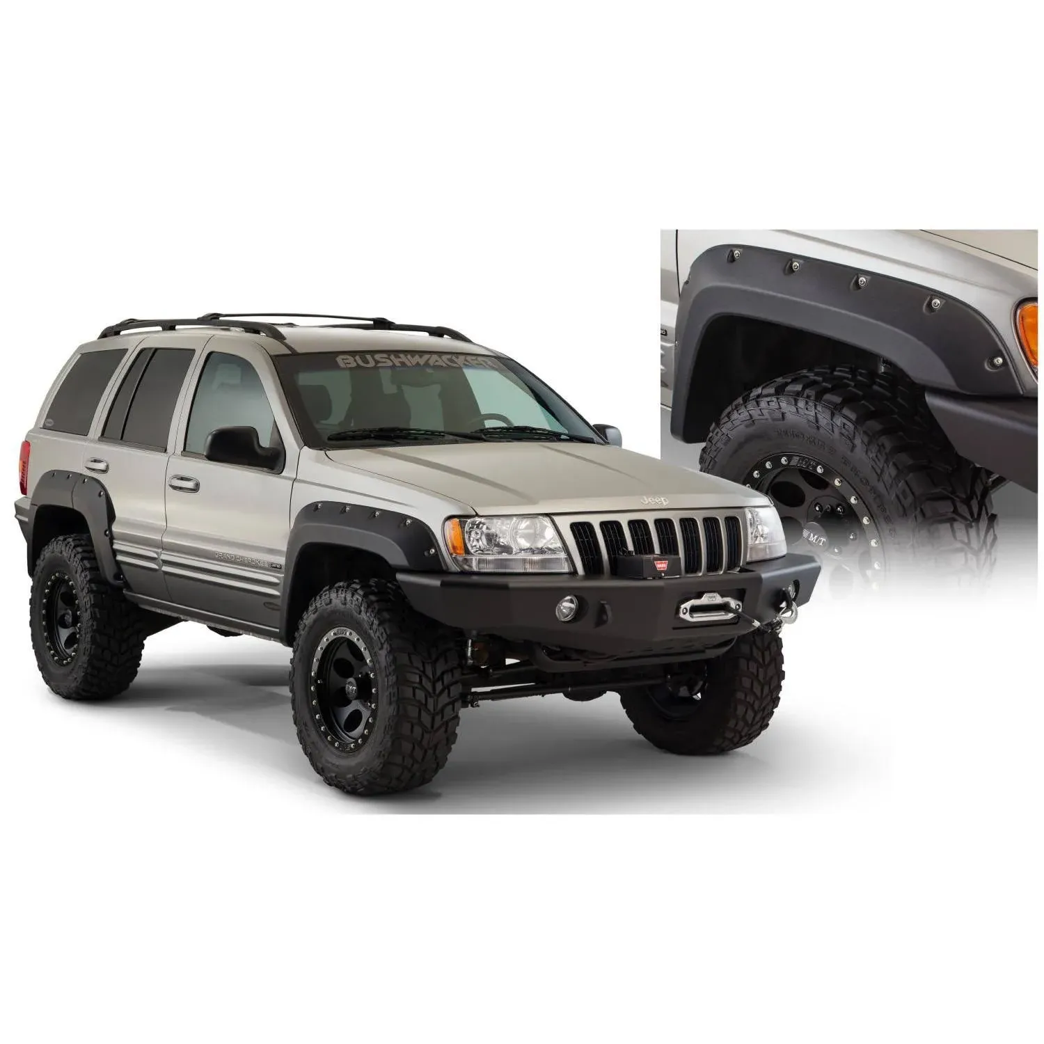 Bushwacker 10071-07 Black Front Cut-Out Fender Flare for Jeep Grand Cherokee WJ ...