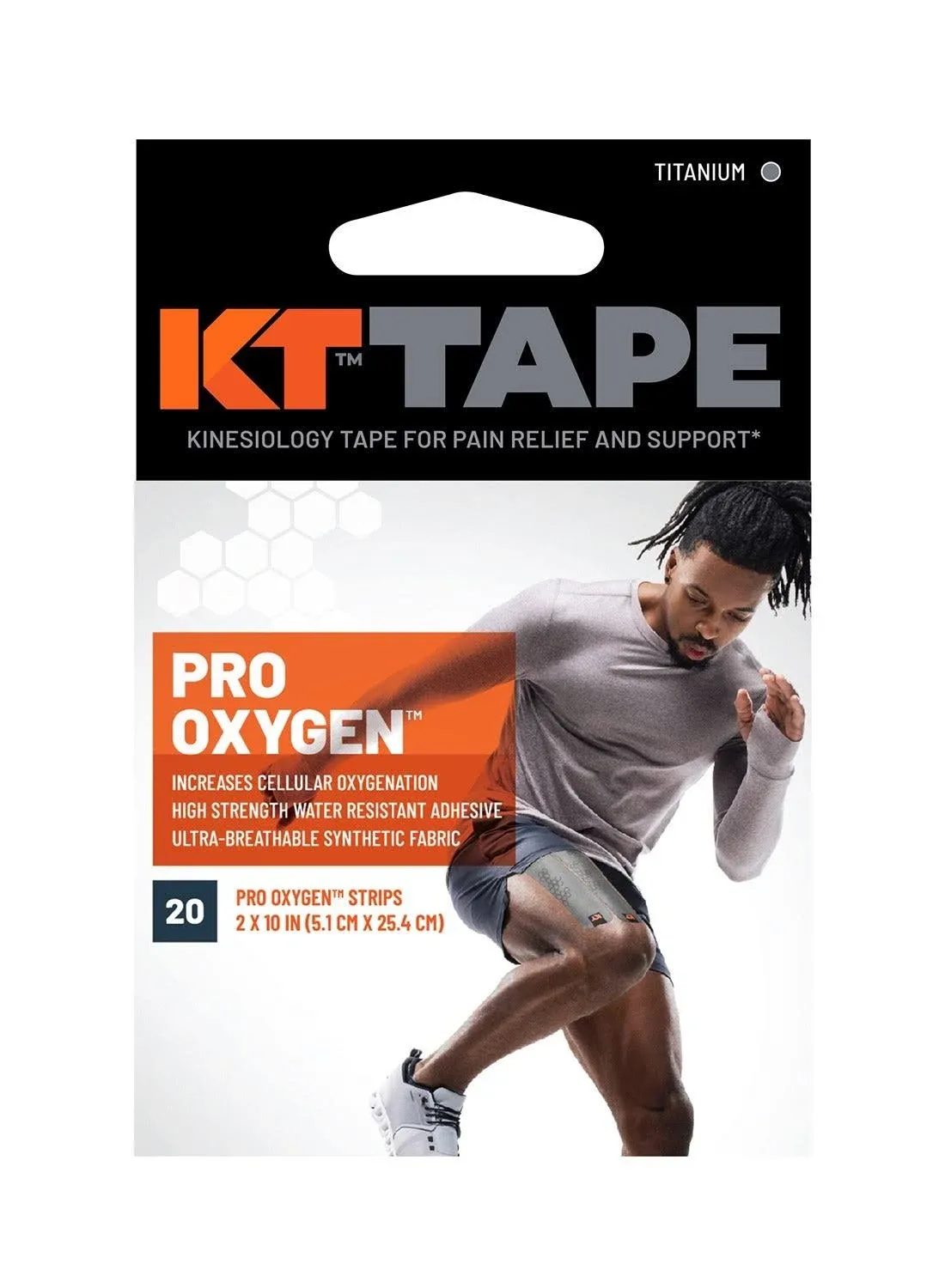 KT Tape Pro Oxygen Titanium 20 Strip Kinesiology Tape Muscle Pain Relief Support