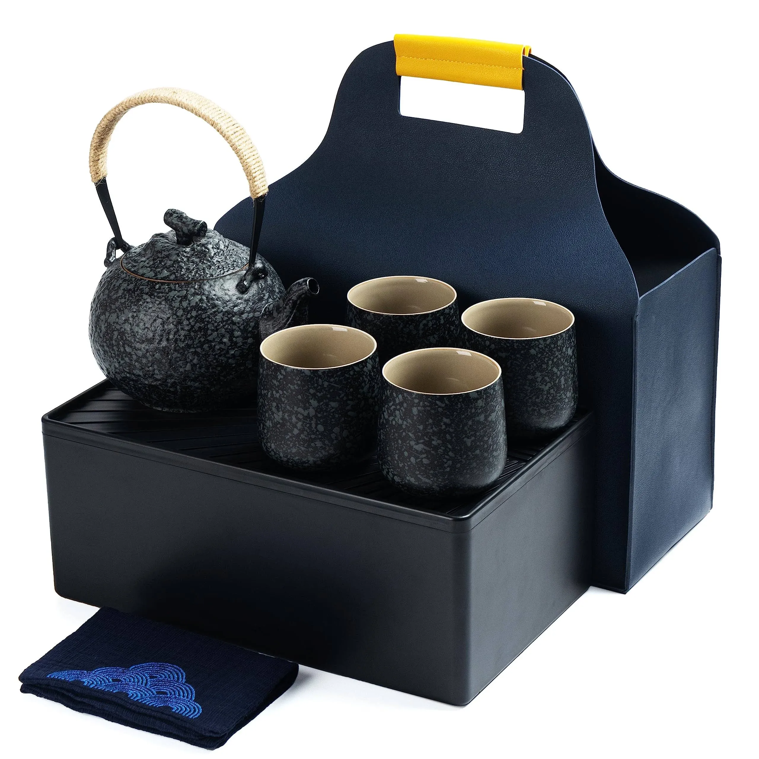 TEANAGOO Portable Japanese Tea Set, Charcoal Grey Travel Porcelain Tea Set, 1...