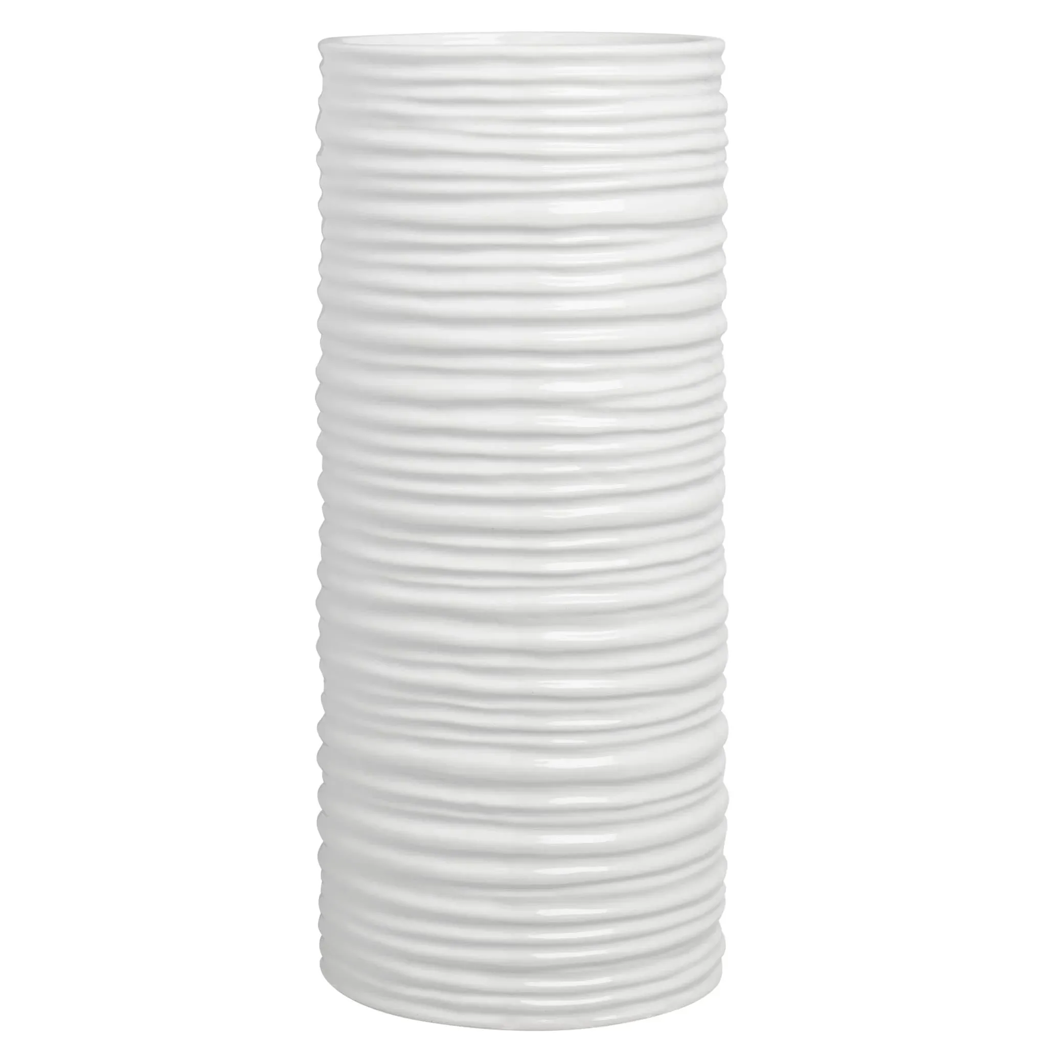 Ripple White Ceramic Cylinder Vase