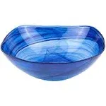 Badash P261 Cobalt Blue Alabaster Glass Squarish Salad Serving Bowl