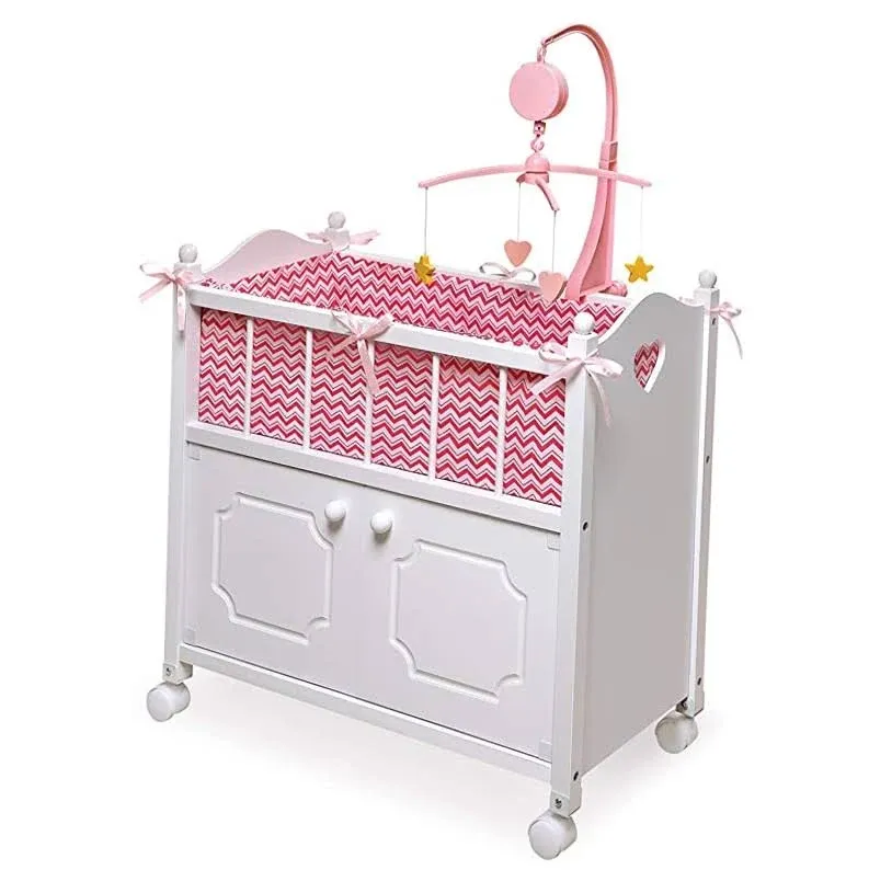 Badger Basket Cabinet Doll Crib with Bedding and Mobile Fits American Girl Dolls ...