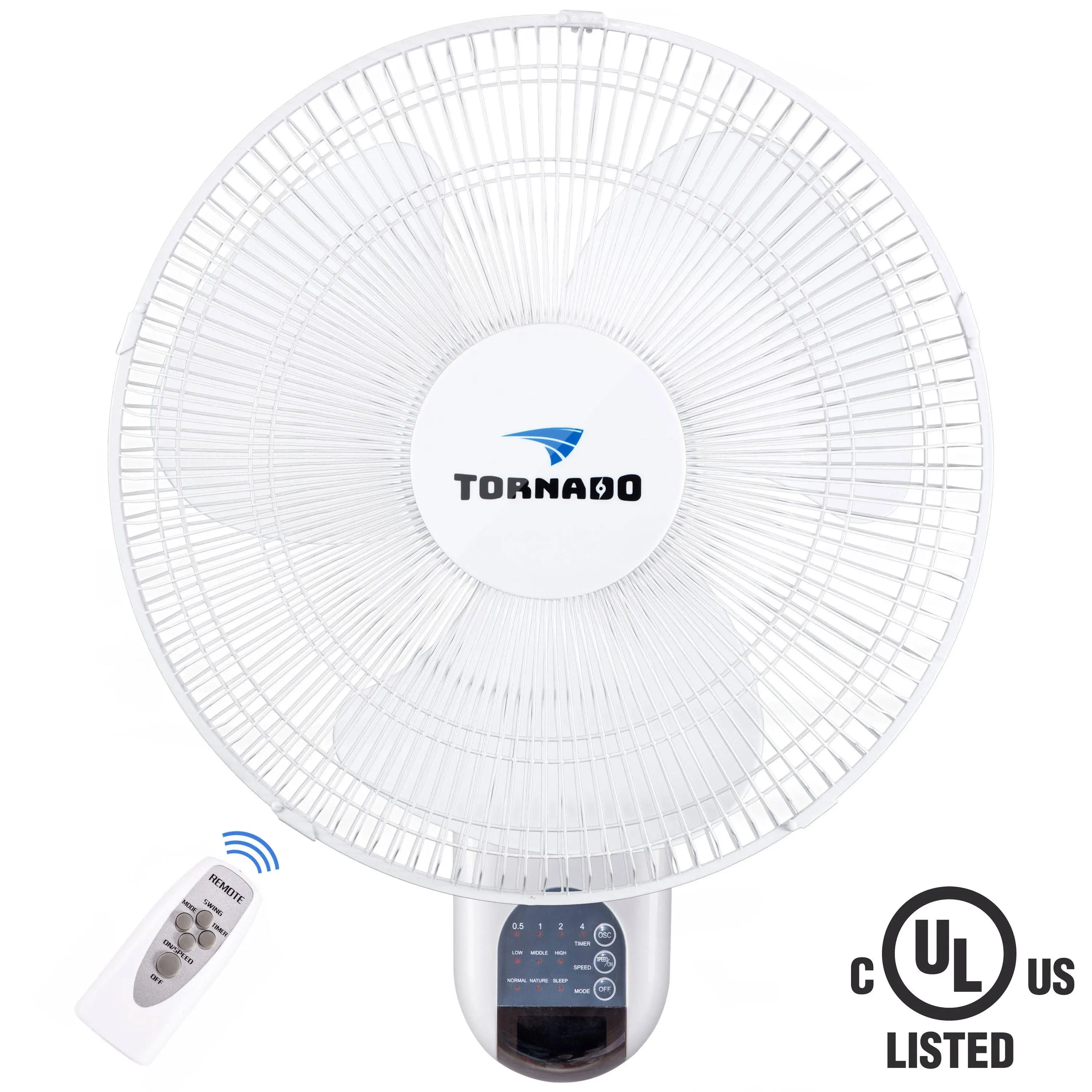 Tornado Fans Wall Fan 16-in Oscillation Indoor White Wall Mounted Fan