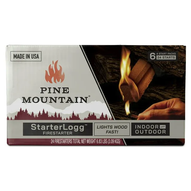 Pine Mountain StarterLogg Select-A-Size Firestarting Blocks, 24 Starts Firestarter Wood Fire Log for Campfire, Fireplace, Wood Stove, Fire Pit, Indoor & Outdoor Use, Red