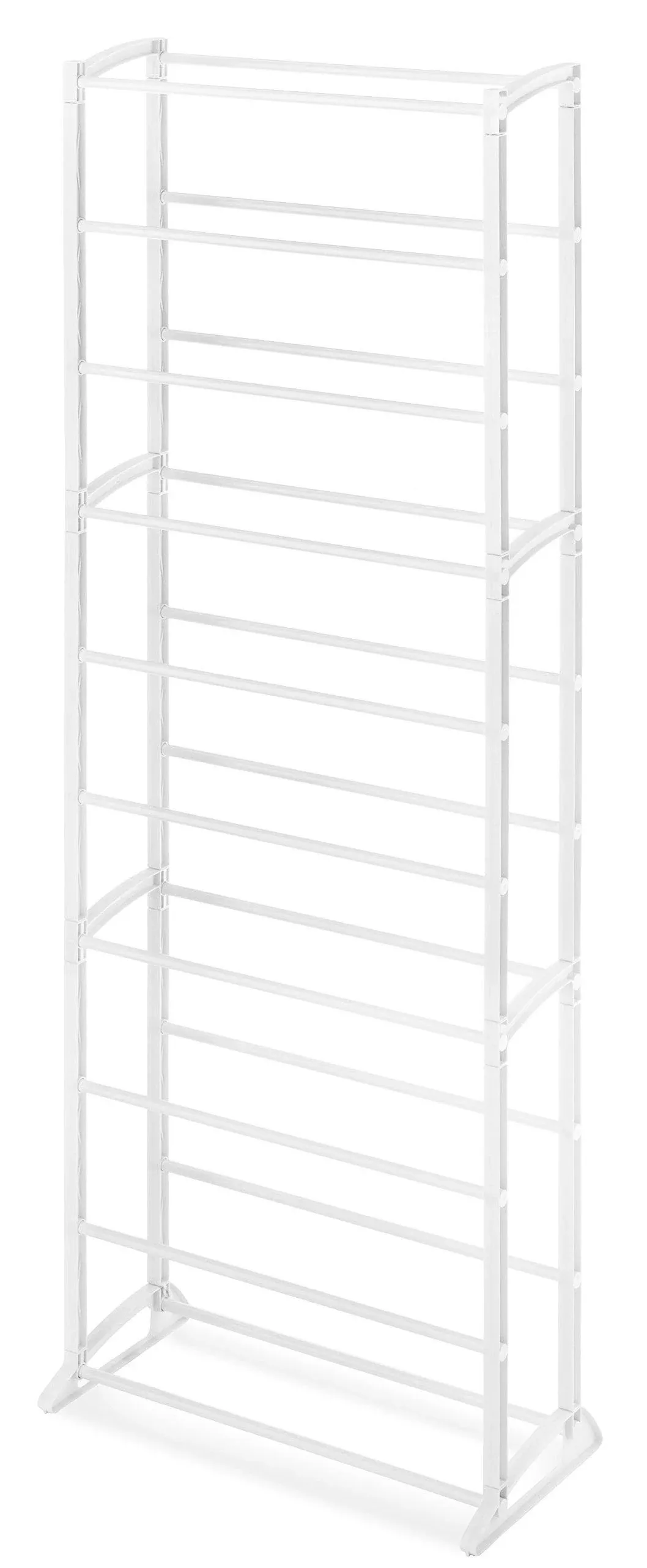 Whitmor 10-Tier 30 Pair Floor Shoe Rack - White - Plastic