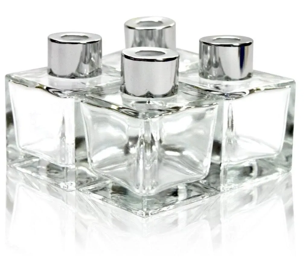 Feel Fragrance Glass Diffuser Bottles with Silver Caps Refillable Diffuser ...