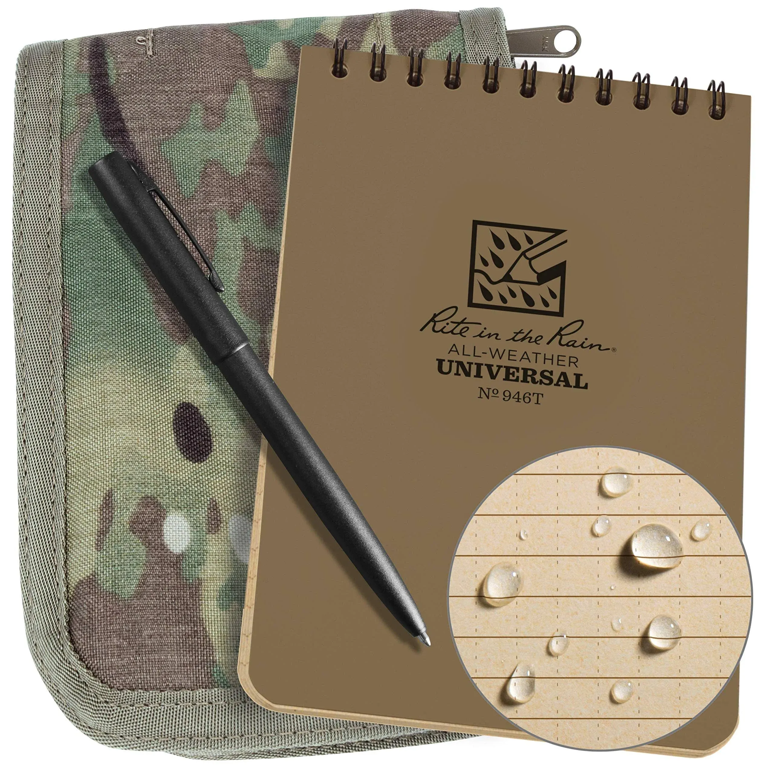 Rite in the Rain Weatherproof 4&#034; x 6&#034; Top-Spiral Notebook Kit: MultiCam CORDU...