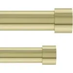 Umbra Cappa Double Curtain Rod, Includes 2 Matching Finials, Brackets & Hardware, 66 to 120-Inch, Brass