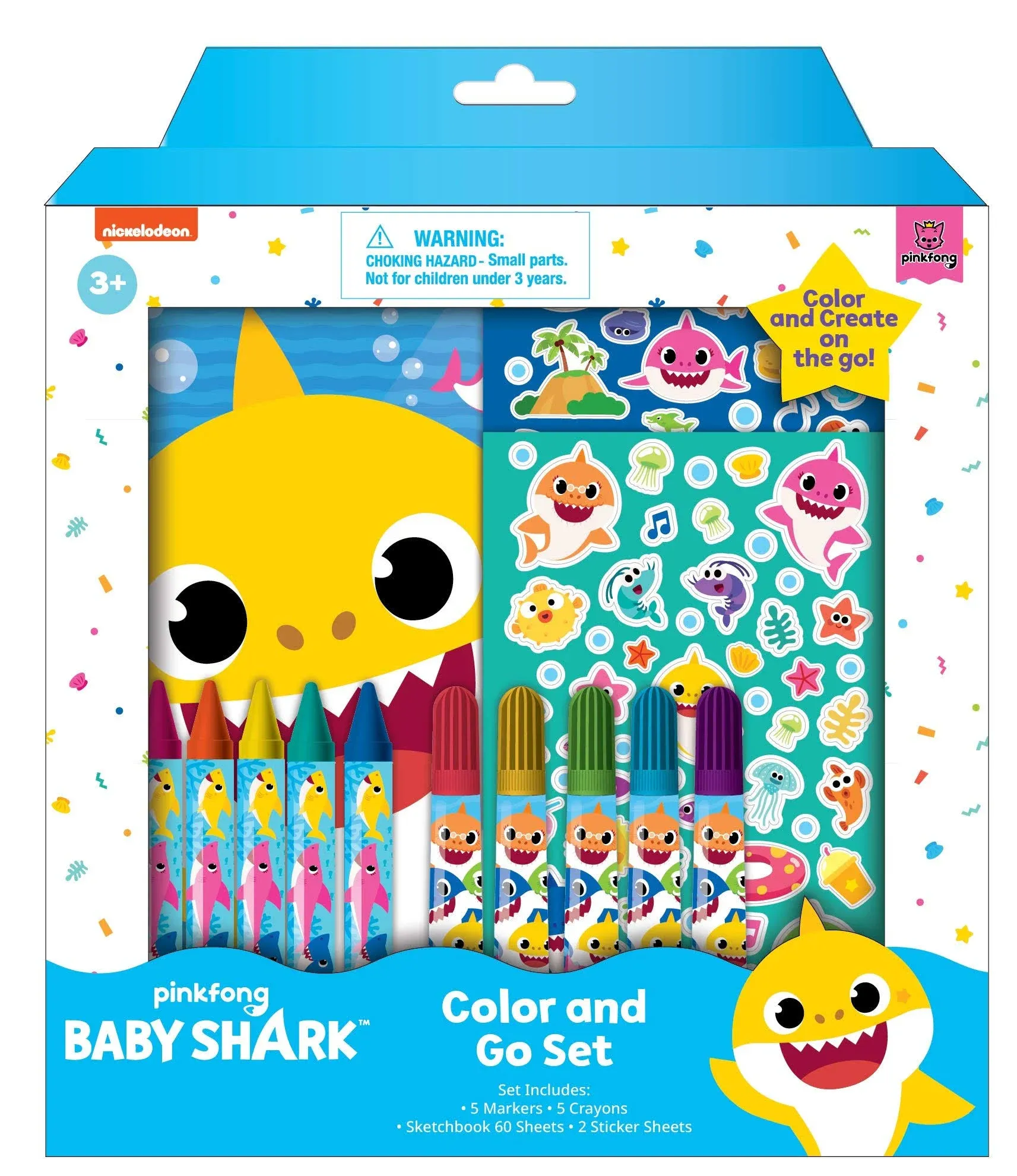 Innovative Designs Baby Shark Coloring Set for Kids with Stickers, Sketchbook, M