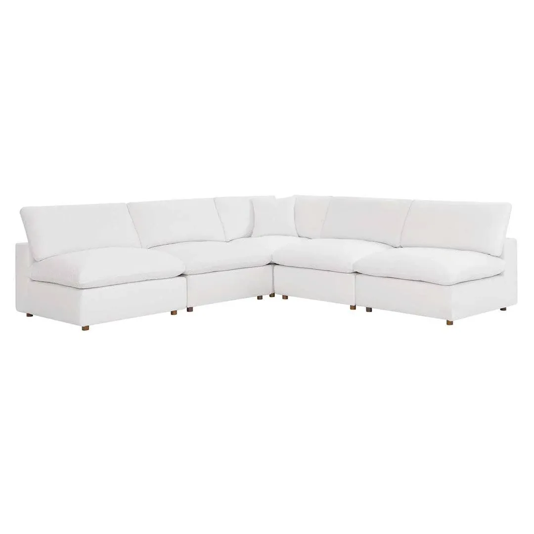 Modway Down Filled Overstuffed 5-Piece Armless Sectional Sofa