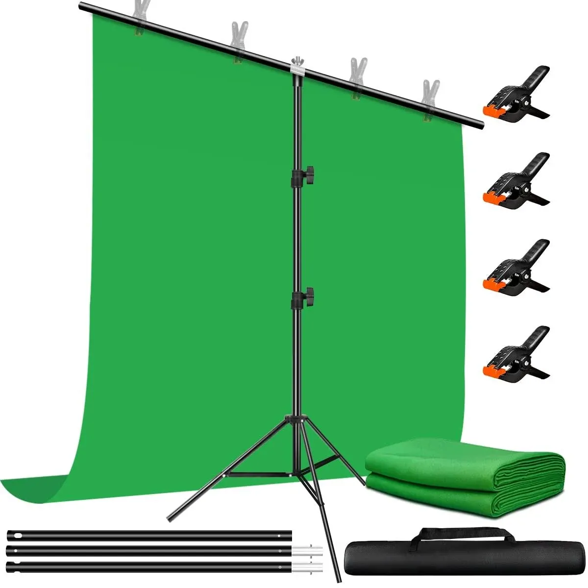 Heysliy Green Screen Backdrop with Stand Kit, 6.5 X 6.5 Ft Portable Green Screen