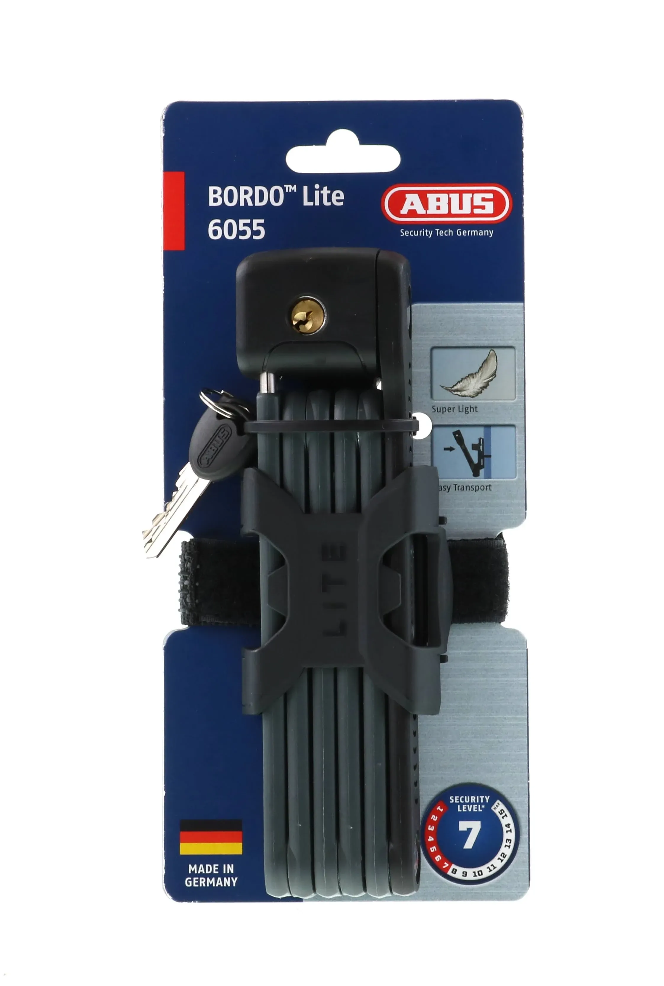 ABUS Bordo Lite 6055K Folding Lock - with SR Bracket - Extra-Light Bike Lock, Ideal for Road Bikes - ABUS Security Level 7-85 cm, Black