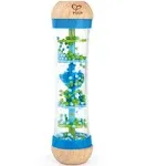 Hape Beaded Raindrops | Mini Wooden Musical Shake & Rattle Rainmaker Toy, Blue, Model Number: E0328B ,L: 2, W: 2, H: 7.9 inch