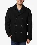 Nautica Mens Wool-Blend Coat Black