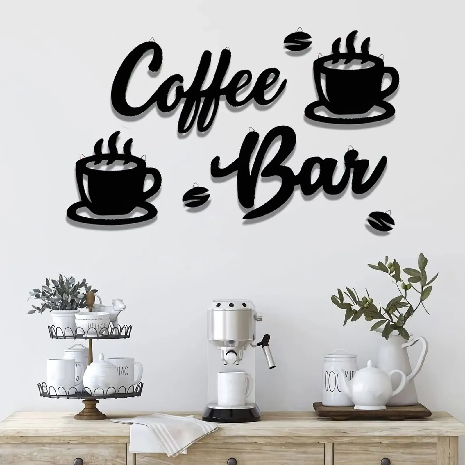 7 Pieces Sign Hanging Wall Art, Coffee Sign Coffee and Bar Wall Coffee Bar