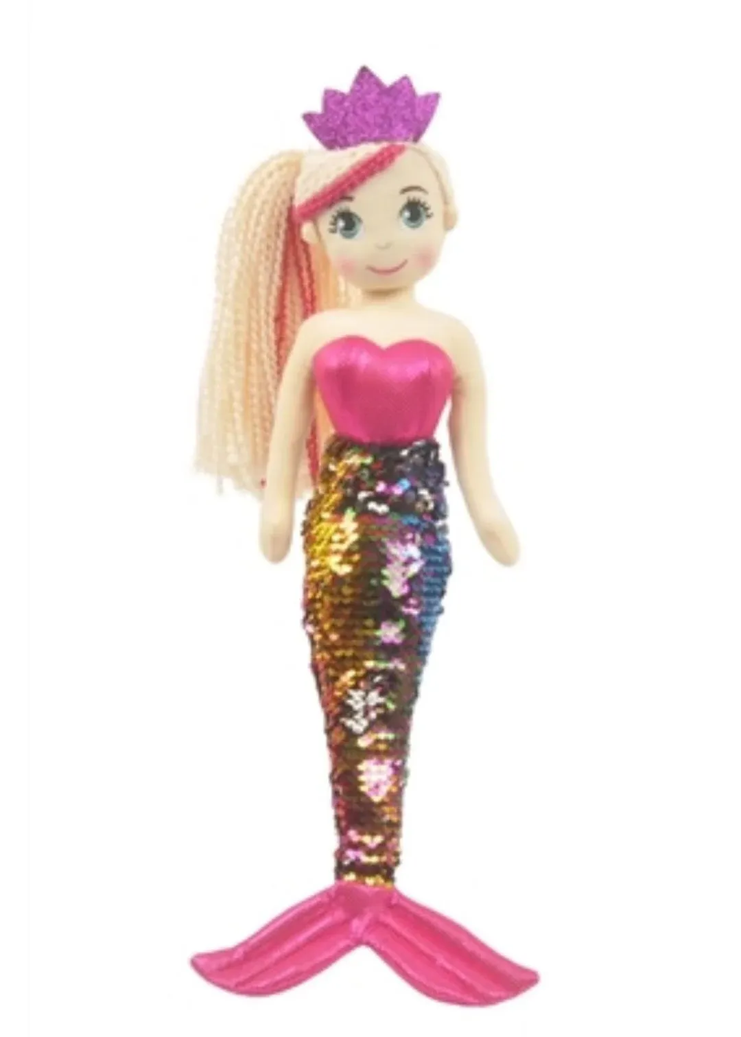 Linzy Toys, 18'' Adalina Mermaid with Reversible Sequin Tail, Soft Plush Mermaid Doll, Hot Pink, Mermaid Toys for Little Girls, Sirenas para ninas, Sirenas Plush (89001-3)