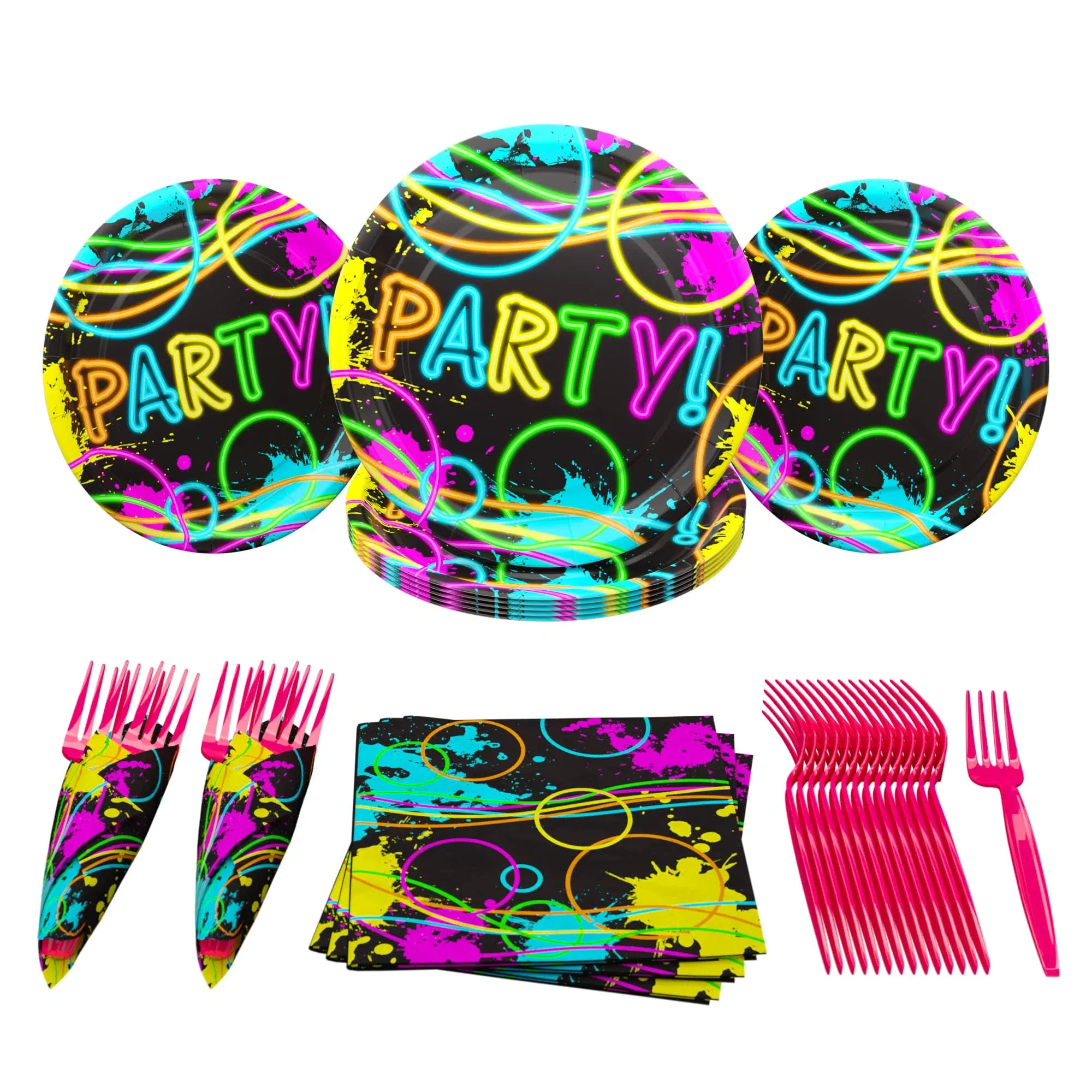 Glow Party Value Party Supplies Pack (58+ Pieces for 16 Guests), Value Party Kit ...