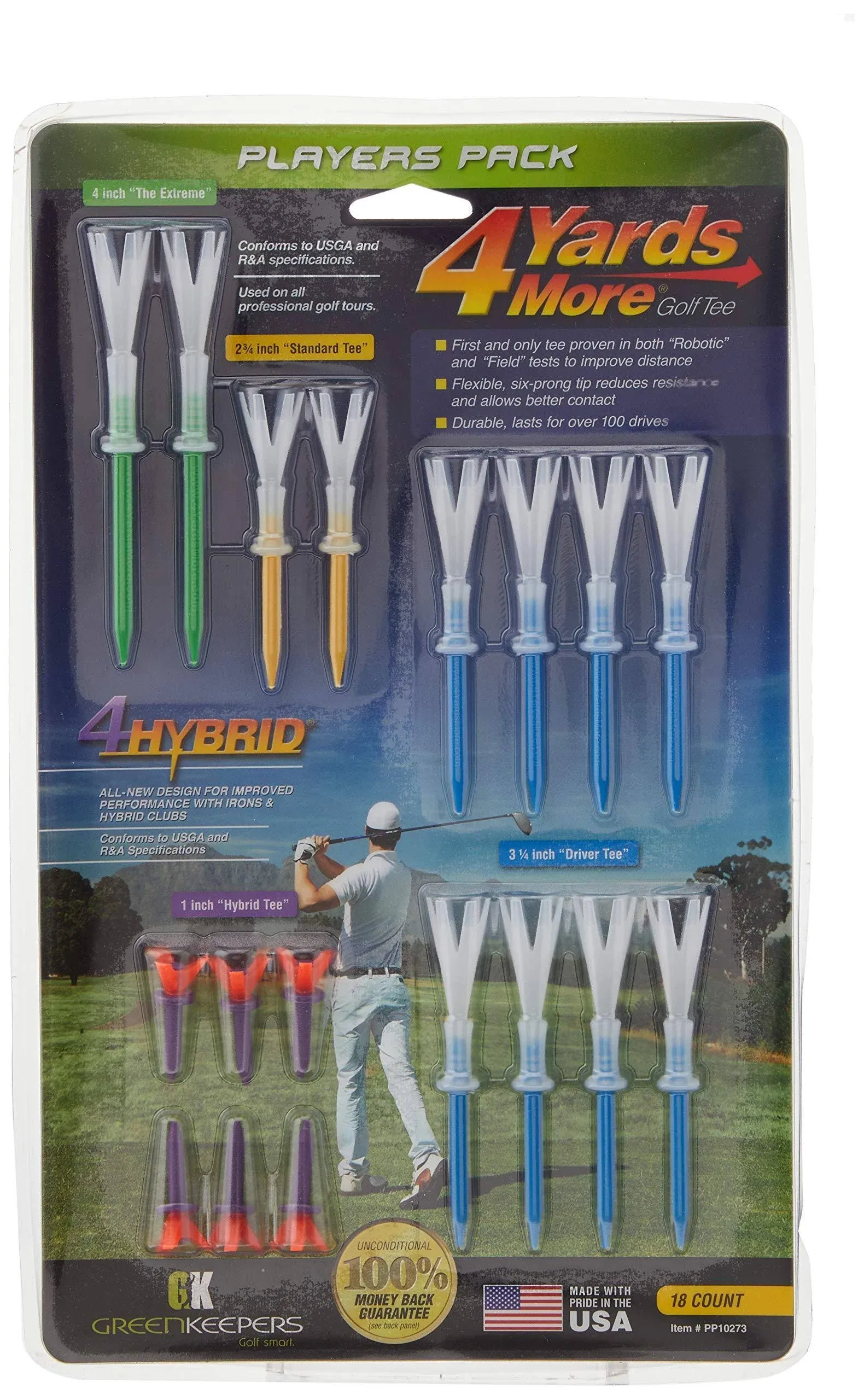 GreenKeepers 4 More Yards Golf Tees Players Pack