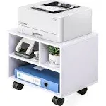 FITUEYES Printer Stand On Wheels Mobile Under Desk Work Cart - White