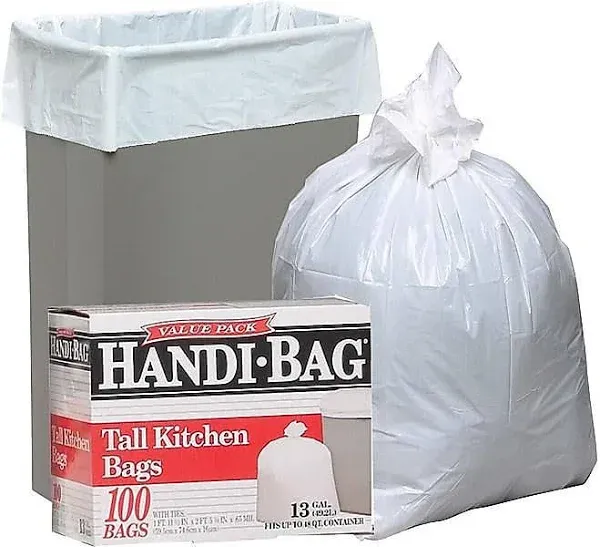 Webster Handi-Bag 13 gal. Tall Kitchen Trash Bags White 657498