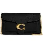 Coach Tabby Chain Leather Clutch Bag Black