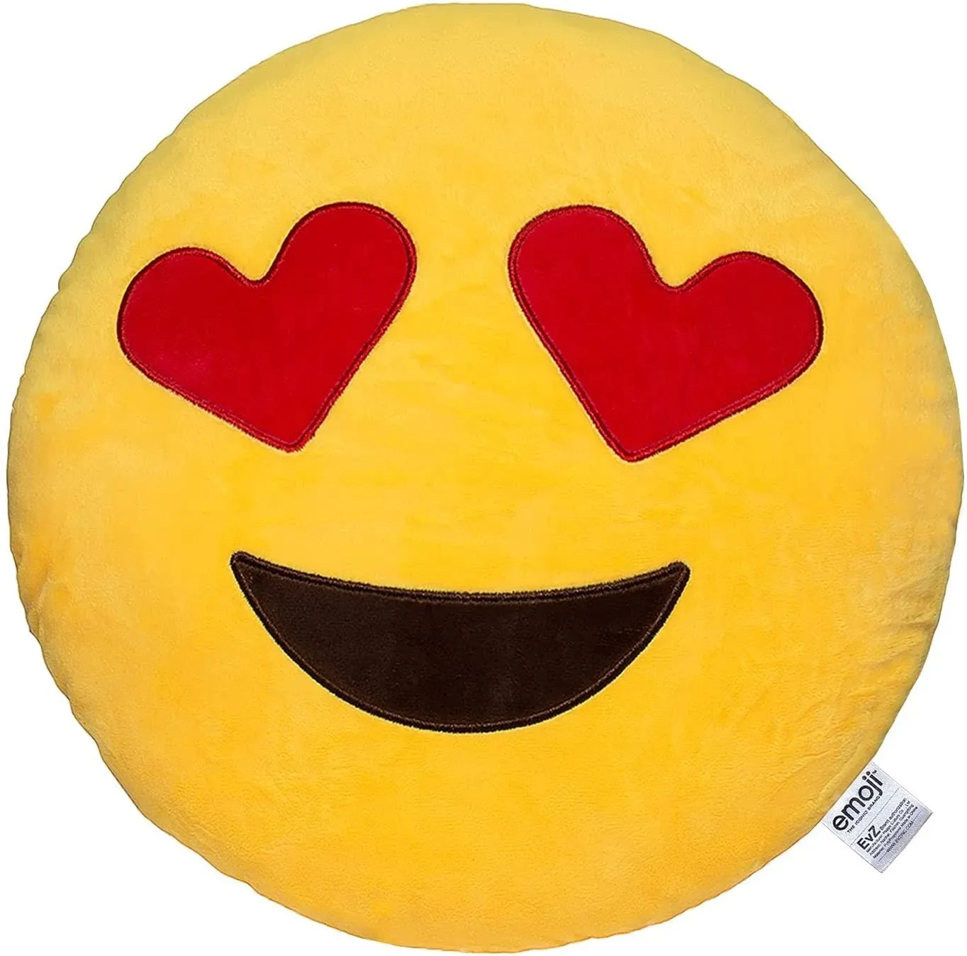 EvZ 32cm Emoji Smiley Emoticon Yellow Round Cushion Stuffed Plush Soft Pillow