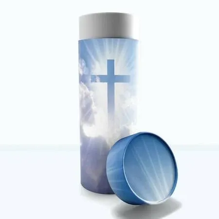 Heavenly Cross - Biodegradable & Eco Friendly Burial or Scattering Urn / Tube