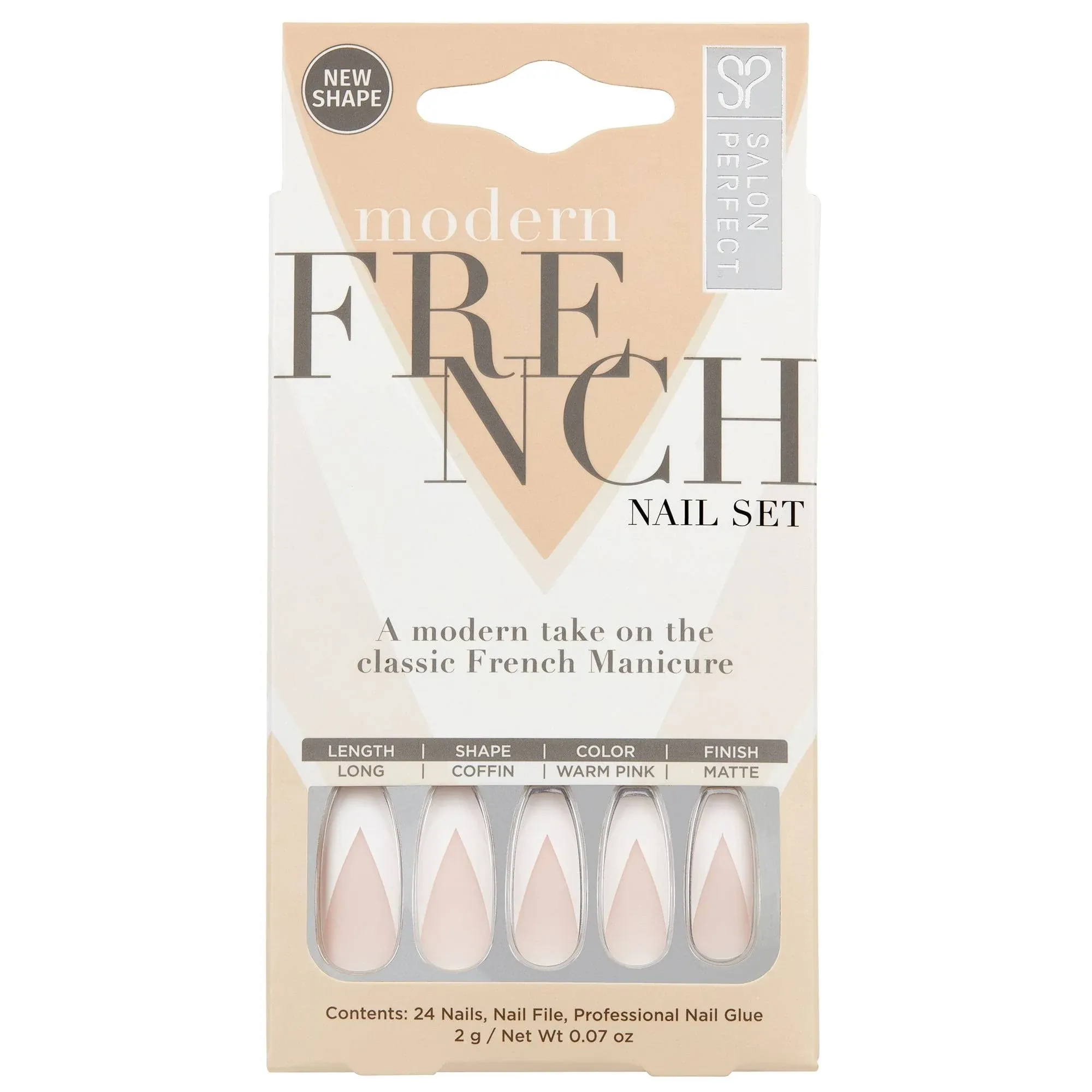 Salon Perfect Modern French White French Tip Press On Nail Set